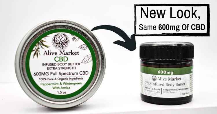 CBD infused body butter now in a new packaging! same 600mg of CBD.