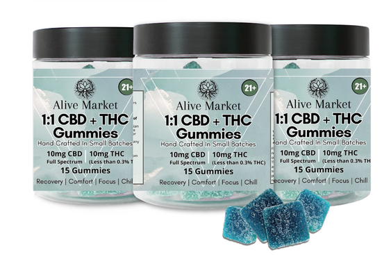 (3 Pack) 1:1 CBD+THC Gummies | 45 Count