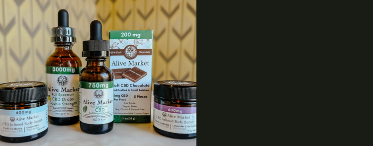A image of different CBD products from Alive-market